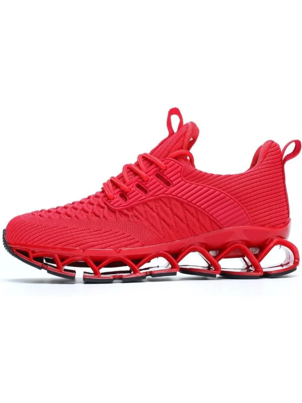 Women's Red Blade Mesh Comfort Non Slip Athletic Slip on Soft Sneaker Shoes